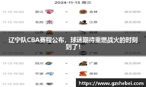 辽宁队CBA赛程公布，球迷期待重燃战火的时刻到了！